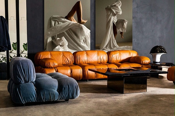 中古风真皮沙发 camaleonda sofa